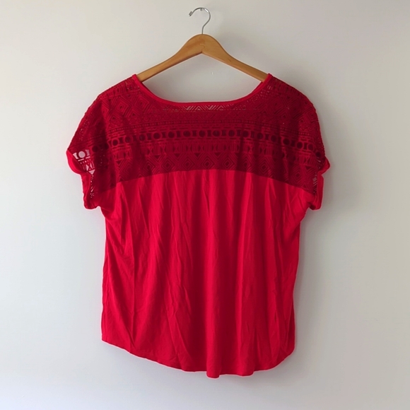Lane Bryant Red Mesh Top ❤️ - Picture 2 of 4